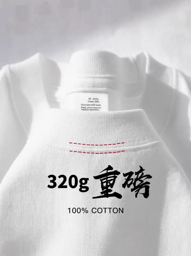 Heavy American Style Pure Cotton Short-Sleeved Men'S T-Shirt With Three Needles Base Shirt Loose Round Neck Unisex Plus Size Inner Shirt - Image 2