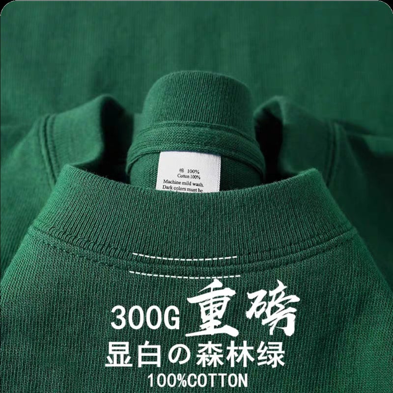 Heavy American Style Pure Cotton Short-Sleeved Men'S T-Shirt With Three Needles Base Shirt Loose Round Neck Unisex Plus Size Inner Shirt - Image 1