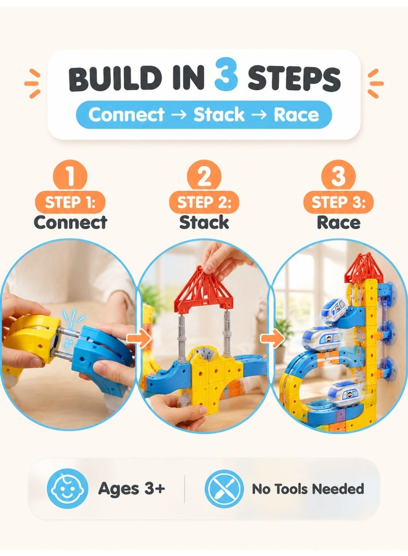 Joudiplay 65-piece DIY Magnetic Building Block Set (includes tracks and train), Magnetic High-Speed Train Set, Versatile Track Set, Educational Electric Magnetic High-Speed Train Track Cubes for Boys – a DIY magnetic construction toy that promotes emotional, visual and intellectual development, encourages hands-on and mental engagement, and helps develop grasping skills, sensory perception, hand-eye coordination and other abilities. An interactive toy that fosters parent-child bonding and nurtures interests. - Image 5