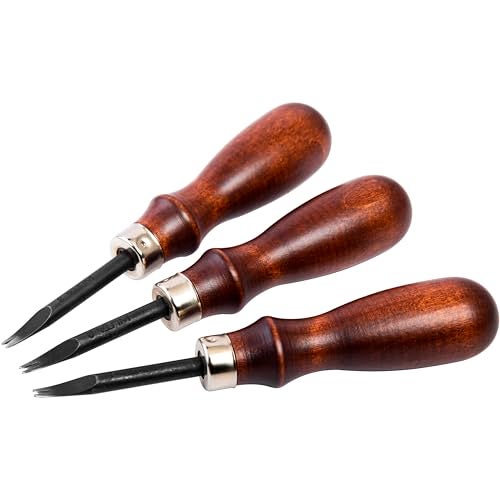 WUTA Edge Skiving Beveler Tools for Leather Craft 3pcs High Carbon Steel Edge Skiving Leather Craft Keen Edge Cutting Tool for DIY Beveling (0.8 mm,1 mm,1.2 mm) - Image 1