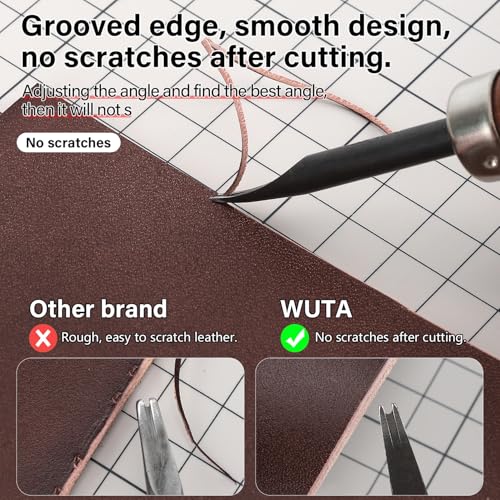 WUTA Edge Skiving Beveler Tools for Leather Craft 3pcs High Carbon Steel Edge Skiving Leather Craft Keen Edge Cutting Tool for DIY Beveling (0.8 mm,1 mm,1.2 mm) - Image 3