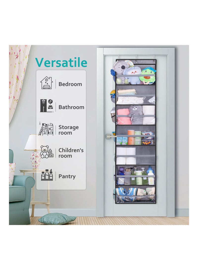 KASTWAVE 7 Tier Hat Rack for Baseball Caps, Over Door Baseball Hat Organizer Hold 80 Hat Storage for Closet/Wall with 14 Side Mesh Pockets Cap Holder (Gray) - Image 4