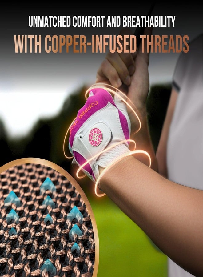 Copper Tech Women's Golf Gloves - Joint Support for Golfers with Copper Compression - 100% AAA Synthetic Leather - Built for Comfort & Joint-Friendly - Golf Gloves Women Both Handed Golfers (2nd Gen) - Image 4