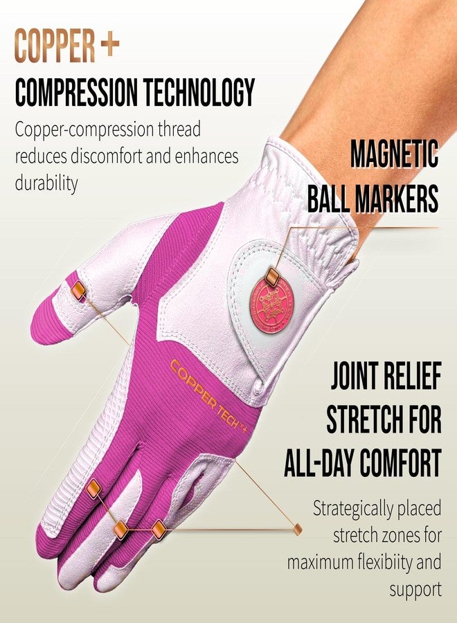 Copper Tech Women's Golf Gloves - Joint Support for Golfers with Copper Compression - 100% AAA Synthetic Leather - Built for Comfort & Joint-Friendly - Golf Gloves Women Both Handed Golfers (2nd Gen) - Image 2