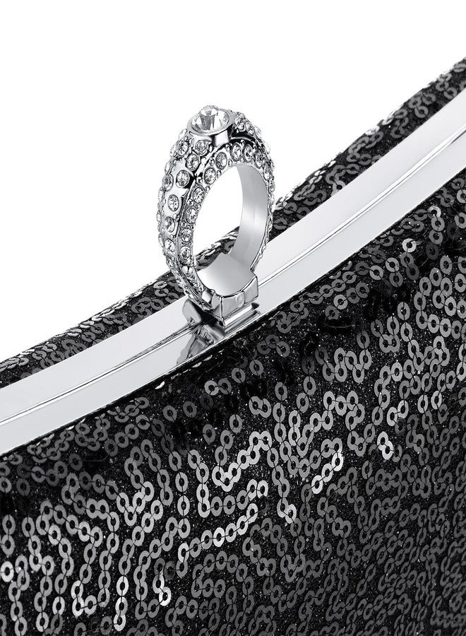 BELLAWOO Clutch Purses for Women, Black Evening Bag, Sparkling Sequin Party Handbag for Wedding, Cocktail, Prom - Image 2