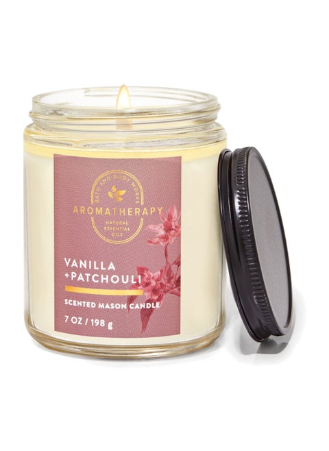 Vanilla Patchouli Mason Single Wick Candle