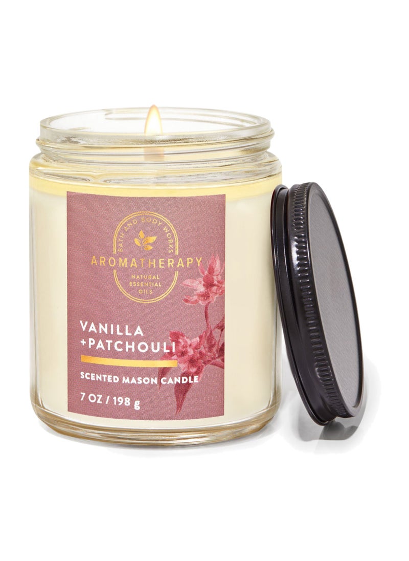 Bath & Body Works Vanilla Patchouli Mason Single Wick Candle 