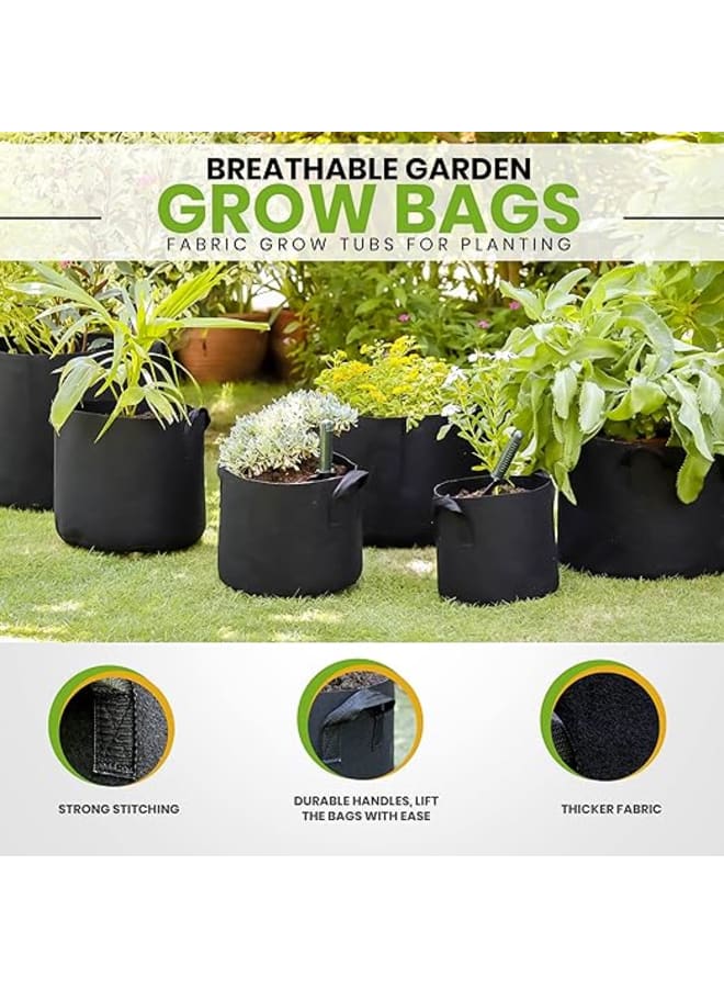 15 Gallon Canvas Grow Bags 5 Pack Heavy Duty Thick Breathable Planter Pots with Non-Woven Fabric Handles Suitable for Vegetables, Flowers, Mushrooms Black - Image 2
