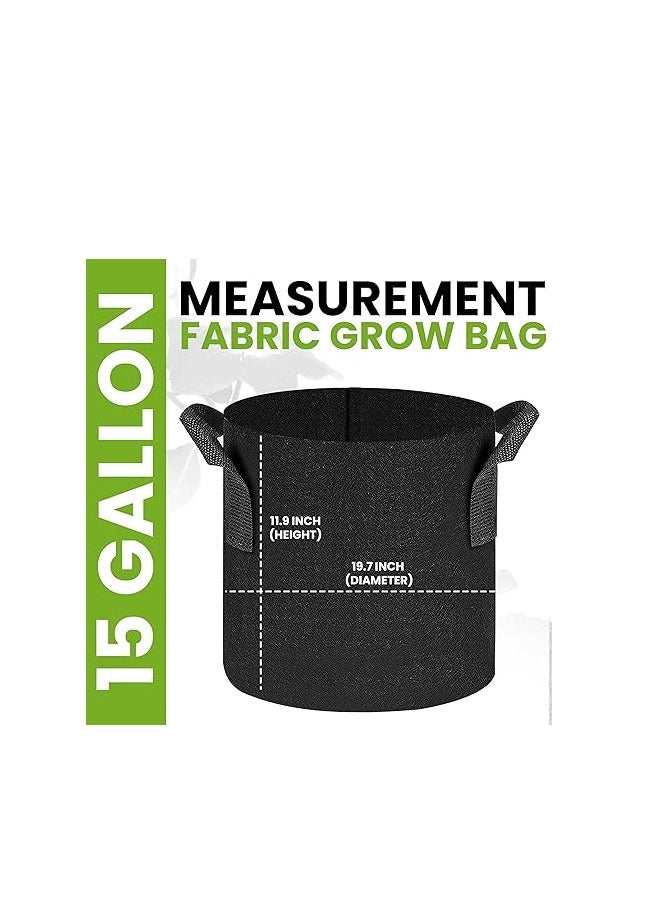15 Gallon Canvas Grow Bags 5 Pack Heavy Duty Thick Breathable Planter Pots with Non-Woven Fabric Handles Suitable for Vegetables, Flowers, Mushrooms Black - Image 3