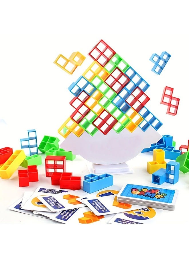 48PCS Fun Balance Stacking Block Board Game, Suitable for Kids, Adults, Friends, Teams, Dorms, Family Game Nights, And Parties, Children's Day Gift, Juneteenth Gift(Give Stickers+cards) - Image 1