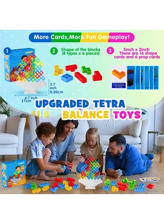 48PCS Fun Balance Stacking Block Board Game, Suitable for Kids, Adults, Friends, Teams, Dorms, Family Game Nights, And Parties, Children's Day Gift, Juneteenth Gift(Give Stickers+cards) - Image 3