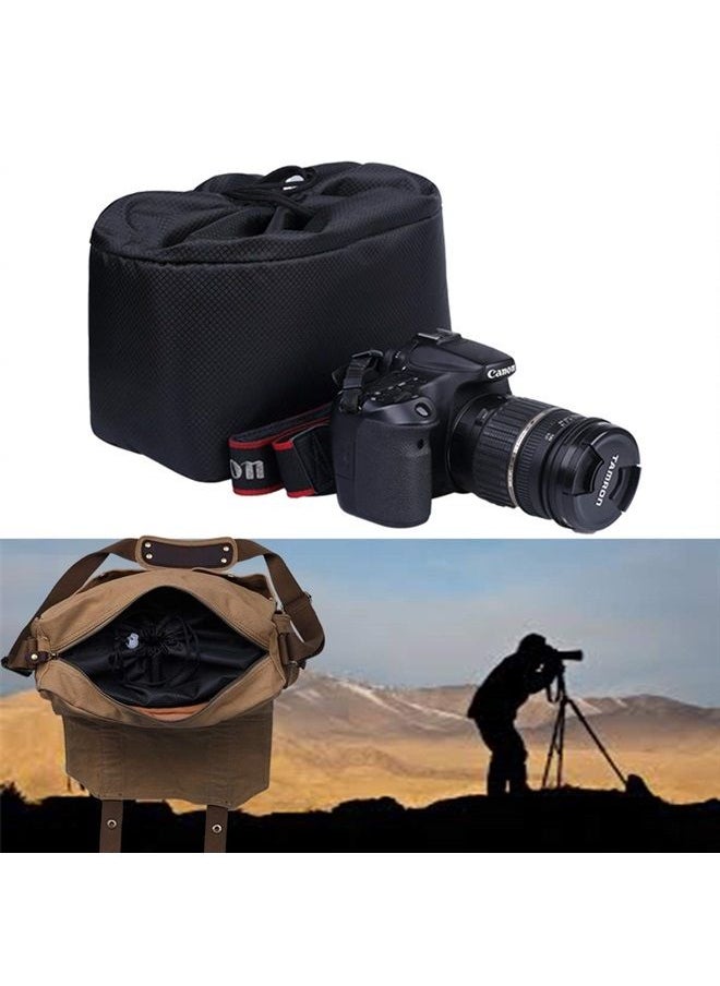 JAKAGO - Shockproof Camera Insert Bag for SLR DSLR Mirrorless Camera Lens Flash Light Accessories Camera Pouch with Adjustable Dividers for Canon Nikon Sony Water Resistant Camera inner case(Black) - Image 1