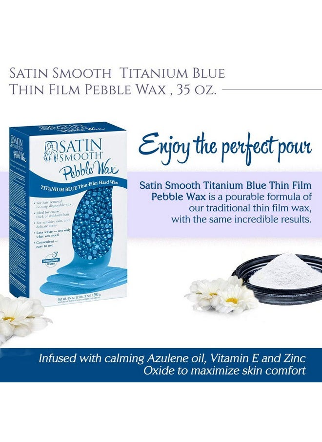 Satin Smooth Satin Smooth Titanium Blue Thin Film Pebble Wax, Azulene Oil & Vitamin E, Ideal for Sensitive Skin, Coarse Hair, for Brazilian Bikini Waxing, 35 oz, 1-pack  - Image 2