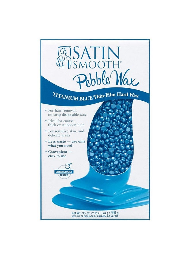 Satin Smooth Satin Smooth Titanium Blue Thin Film Pebble Wax, Azulene Oil & Vitamin E, Ideal for Sensitive Skin, Coarse Hair, for Brazilian Bikini Waxing, 35 oz, 1-pack  - Image 1