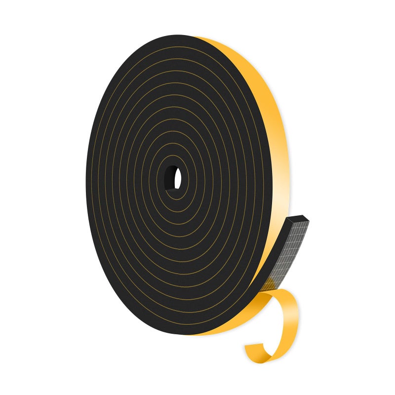 MIKONIYA Weather Stripping Door Seal,Weather Stripping,Soundproof,Cold Insulation,High Density CR Foam Insulation Tape for Door, Front Door Frame, Windows,Sliding Door (Black, 1/2 in x 1/4 in x 13Ft) - Image 1