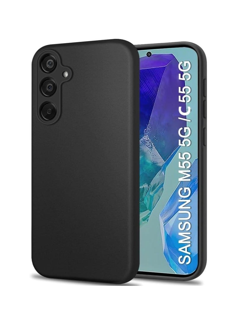 Generic Case for Samsung Galaxy M55 / Samsung Galaxy C55, Camera Protection Ultra Slim Soft TPU Silicone Matte Shockproof Bumper Full-Body Protective Cover for Samsung Galaxy M55 / Samsung Galaxy C55 Black  - Image 1