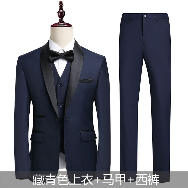Shengqiu Noble 2025 Summer Wedding Suit Groom High-End Business Casual Suit Set Men'S Slim Fit Three-Piece Suit - Image 1