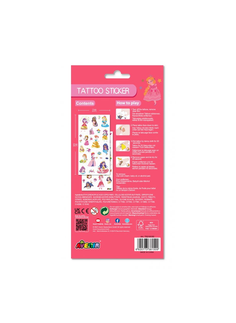 Avenir Tattoo Sticker - Princess | 52pc Set of Temporary Tattoos - High-Quality Water-Based Ink - Safe and Easy to Apply and Remove - Lasts 3-5 Days for Kids 3+  - Image 5