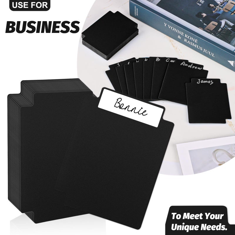 SKLENICE 30 Pcs Black Name Badge Dividers 3" x 4"Trading Card Dividers Plastic with A-Z tab Alphabet Stickers Blank DIY Stickers Recipe Index Cards Tray Index Cards Organizer for Note ID Not Included The Tray - Image 5