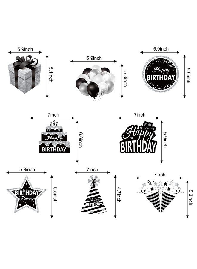 Excelloon 16Pcs Black White Silver Birthday Hanging Swirls Decorations for Women Men, Black White Happy Birthday Foil Swirl Party Supplies, 16th 21st 30th 40th 50th 60th Birthday Ceiling Swirl Sign Decor - Image 3