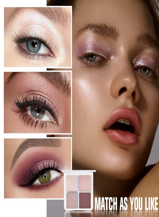 HHLTOH 4 Colors Dark Brown Champagne Rose Gold Eye Shadow Powder Palette Makeup, Neutral Matte Shimmer Cream Quads Eyeshadow Palette for Women Highly Pigmented Waterproof, paleta de sombras de ojos 11 - Image 5