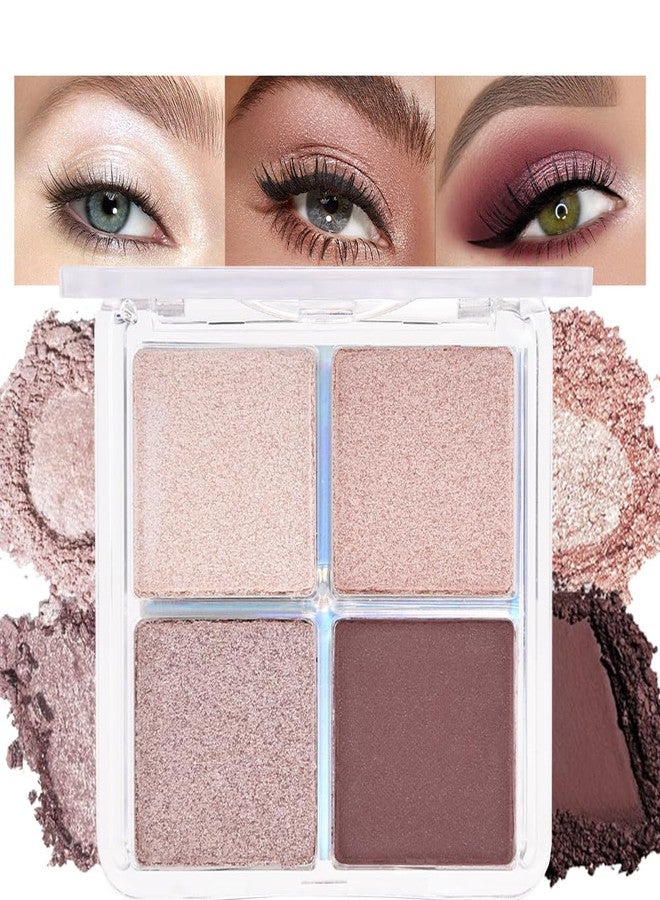 HHLTOH 4 Colors Dark Brown Champagne Rose Gold Eye Shadow Powder Palette Makeup, Neutral Matte Shimmer Cream Quads Eyeshadow Palette for Women Highly Pigmented Waterproof, paleta de sombras de ojos 11 - Image 1