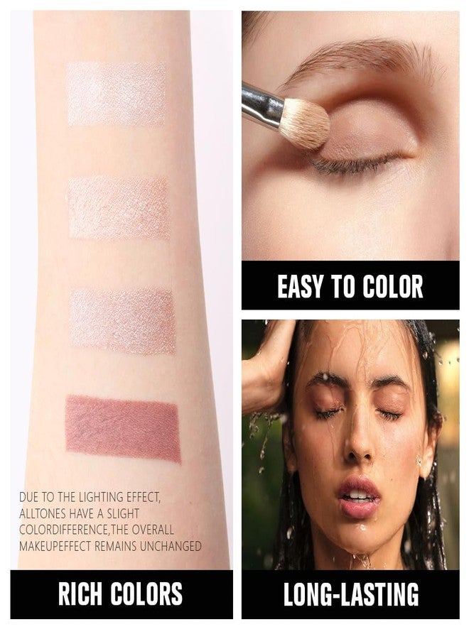 HHLTOH 4 Colors Dark Brown Champagne Rose Gold Eye Shadow Powder Palette Makeup, Neutral Matte Shimmer Cream Quads Eyeshadow Palette for Women Highly Pigmented Waterproof, paleta de sombras de ojos 11 - Image 4