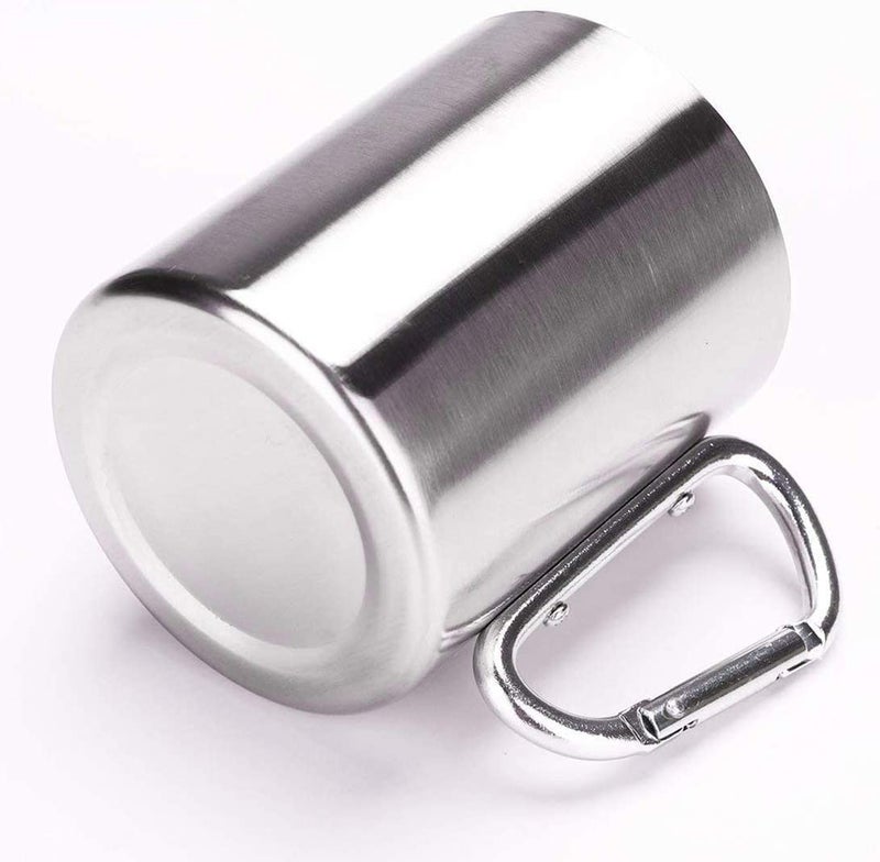Linist أكواب قهوة من الفولاذ المقاوم للصدأ مع مقابض كارابينر 280 مل. أكواب سفر مزدوجة الجدران للماء والشاي والقهوة للتخييم والمشي لمسافات طويلة (2) - Image 4