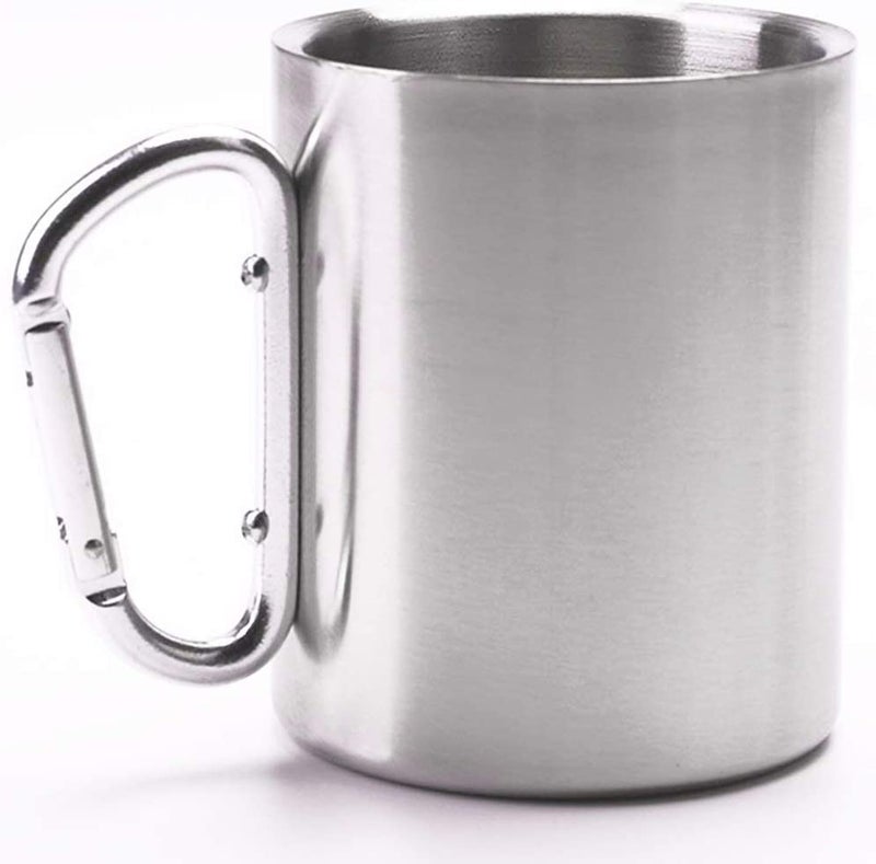 Linist أكواب قهوة من الفولاذ المقاوم للصدأ مع مقابض كارابينر 280 مل. أكواب سفر مزدوجة الجدران للماء والشاي والقهوة للتخييم والمشي لمسافات طويلة (2) - Image 2