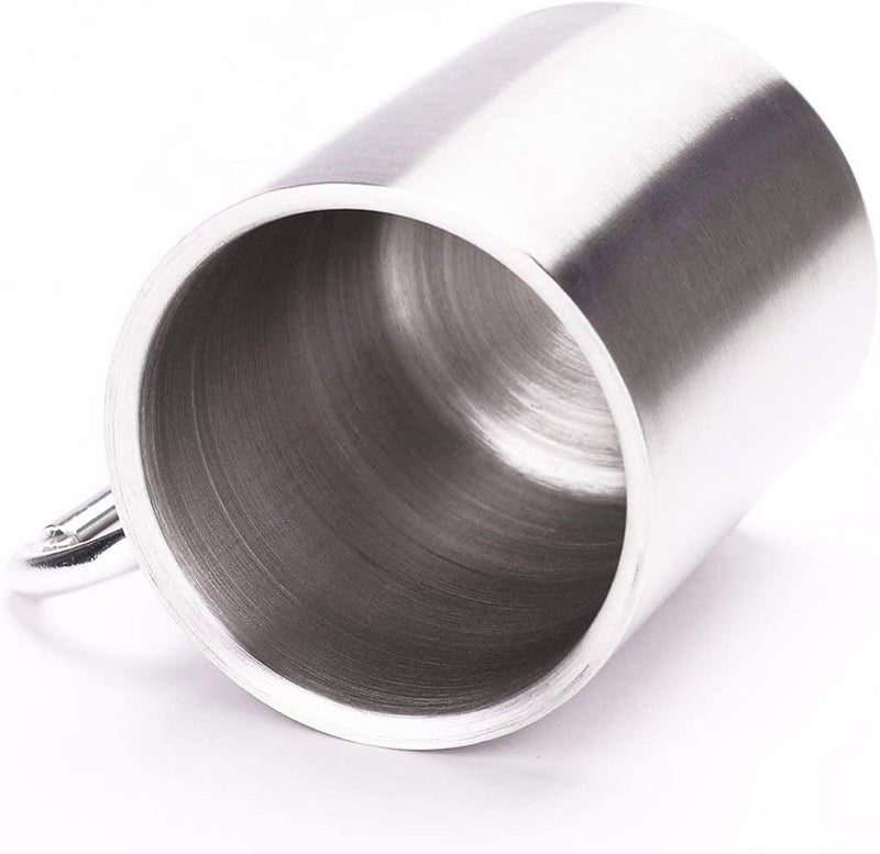 Linist أكواب قهوة من الفولاذ المقاوم للصدأ مع مقابض كارابينر 280 مل. أكواب سفر مزدوجة الجدران للماء والشاي والقهوة للتخييم والمشي لمسافات طويلة (2) - Image 3