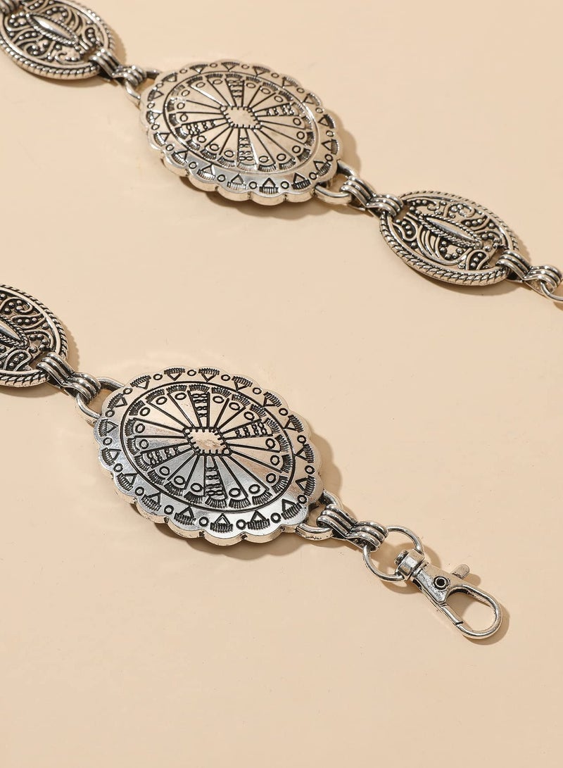 حزام من سلسلة معدنية فضية مخروطية للنساء - سلسلة خصر بوهو كلاسيكية قابلة للتعديل - Image 2