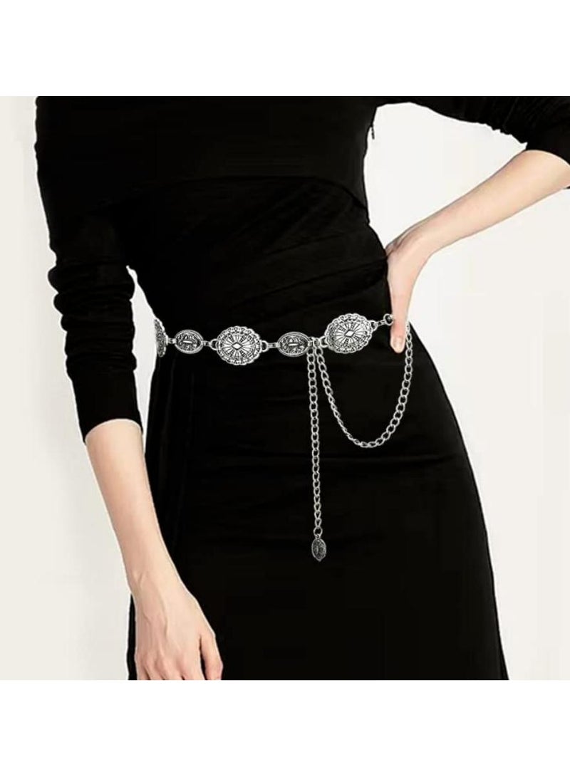 حزام من سلسلة معدنية فضية مخروطية للنساء - سلسلة خصر بوهو كلاسيكية قابلة للتعديل - Image 5