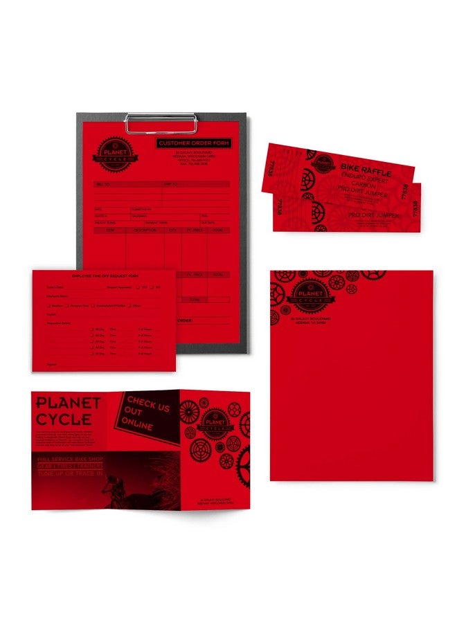 نينا ورق ملون أستروبرايتس 8.5 بوصة × 11 بوصة 24 رطل/89 جرامًا للمتر المربع أحمر 500 ورقة (21558) - Image 4