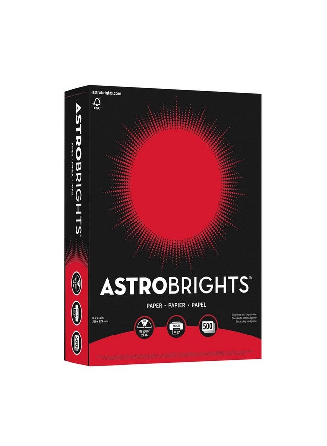 نينا ورق ملون أستروبرايتس 8.5 بوصة × 11 بوصة 24 رطل/89 جرامًا للمتر المربع أحمر 500 ورقة (21558) - Image 1