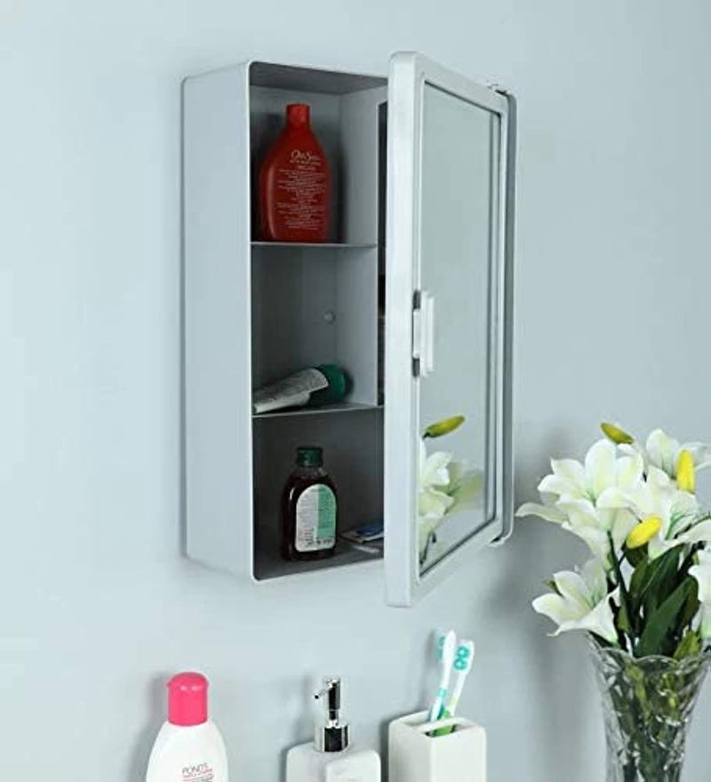 zahab Bathroom Cabinet with Mirror Door- 12x16, Grey (Plastic) - Image 1