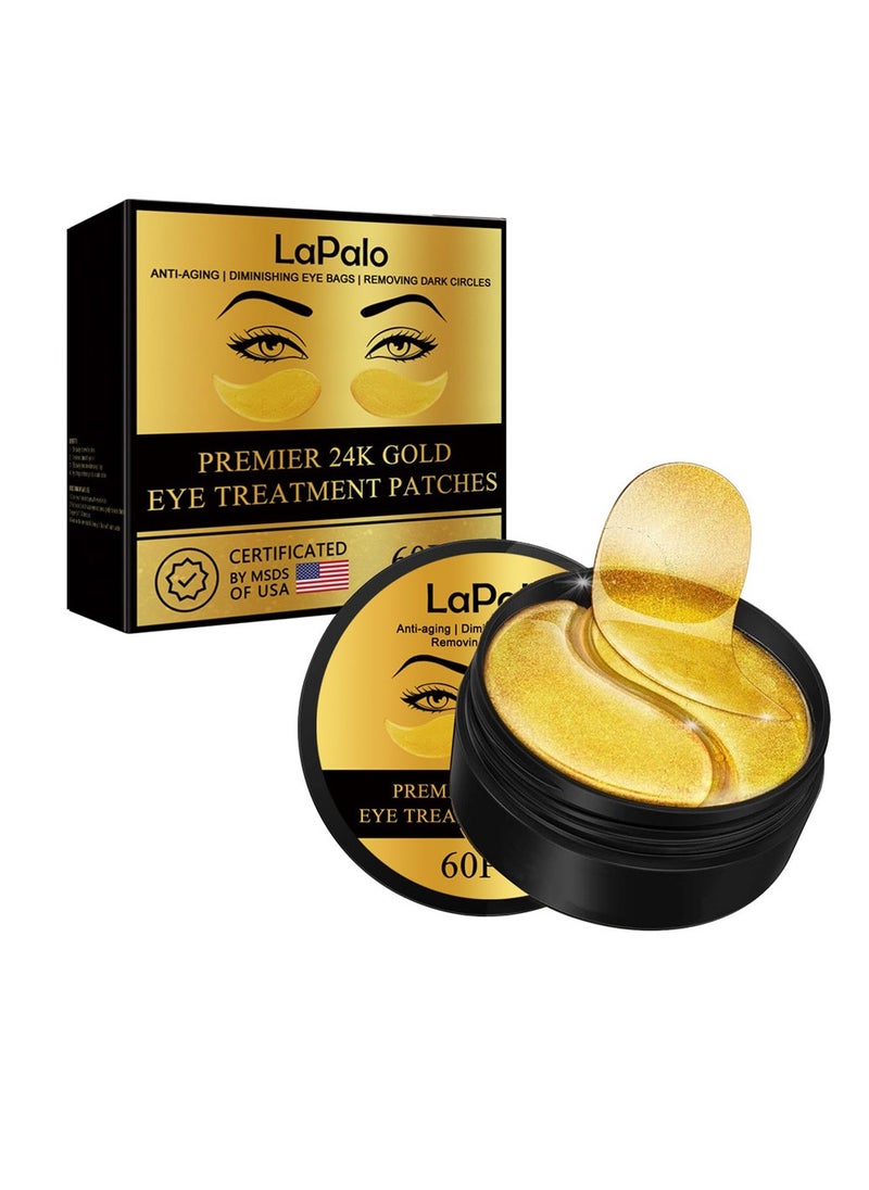 LaPalo Premier 24K Gold Eye Treatment Patches,Anti-aging Collagen Hyaluronic Acid Eye Mask, Diminish Dark Cirles, Wrinkles, Puffiness & Bags, Nourish Skin Care, Travel Size Travel Essentials, 60 pcs  - Image 2