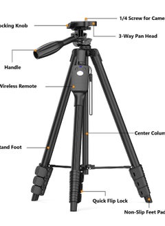 PADOM Padom 50 Inch Aluminum Tripod, Video Tripod for Cellphone, Camera, Universal Tripod with Wireless Remote, Compatible with iPhone Xs/Xr/X/8/8 Plus/Samsung Galaxy/Google/GoPro Hero  - Image 3