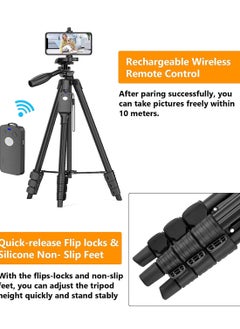 PADOM Padom 50 Inch Aluminum Tripod, Video Tripod for Cellphone, Camera, Universal Tripod with Wireless Remote, Compatible with iPhone Xs/Xr/X/8/8 Plus/Samsung Galaxy/Google/GoPro Hero  - Image 2