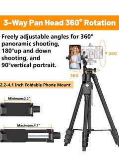 PADOM Padom 50 Inch Aluminum Tripod, Video Tripod for Cellphone, Camera, Universal Tripod with Wireless Remote, Compatible with iPhone Xs/Xr/X/8/8 Plus/Samsung Galaxy/Google/GoPro Hero  - Image 4