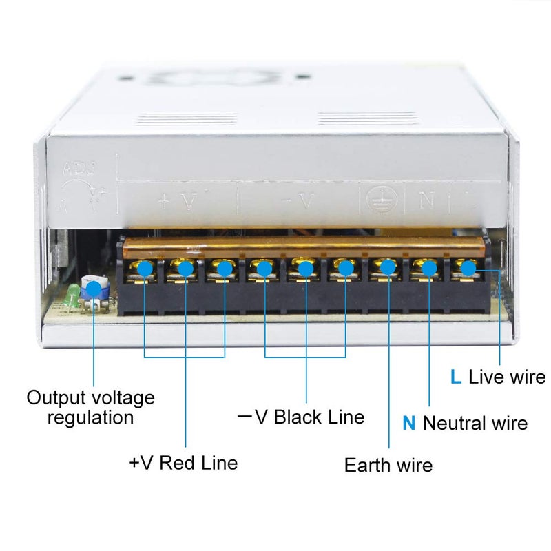 inShareplus 24V 18.75A 450W Universal Regulated Switching Power Supply, 100-240V AC to DC 24 Volt LED Driver, Converter, Transformer, Adapter for LED Strip Light, Computer Project - Image 5