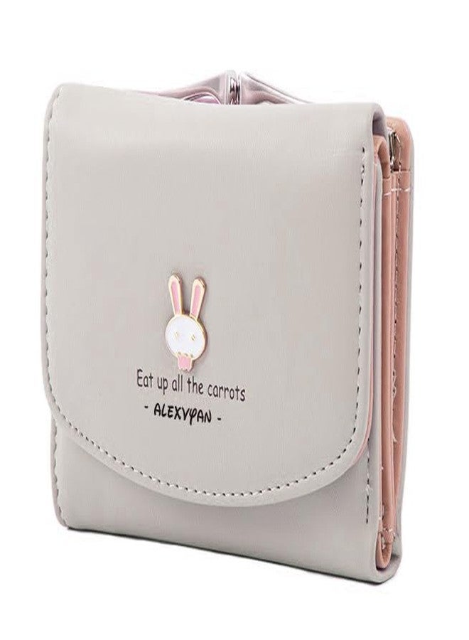 Alexvyan Compact Tri-fold Wallet with Kiss Lock Pocket, PU Leather, Women's Purse Wallet Organizer Female Hand Clutch Women/Ladies/Girls Wallets Credit Card Holder - White - Image 1