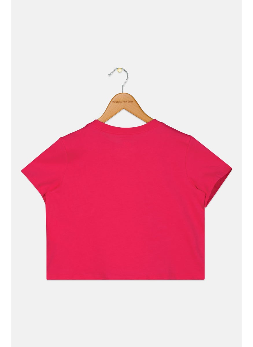 Nike Kids Girl Brand Logo Short Sleeves Training Top, Fuchsia  - Image 2