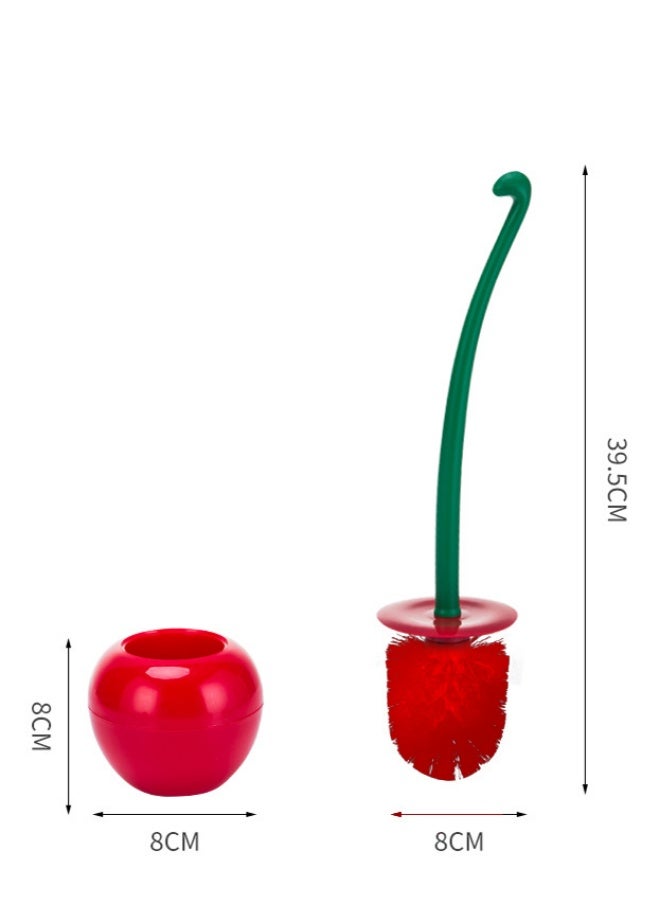Haidue Creative Cherry-Shaped Toilet Brush Set with Long Non-Slip Handle and Drip Tray Base for 360° Cleaning - Image 3