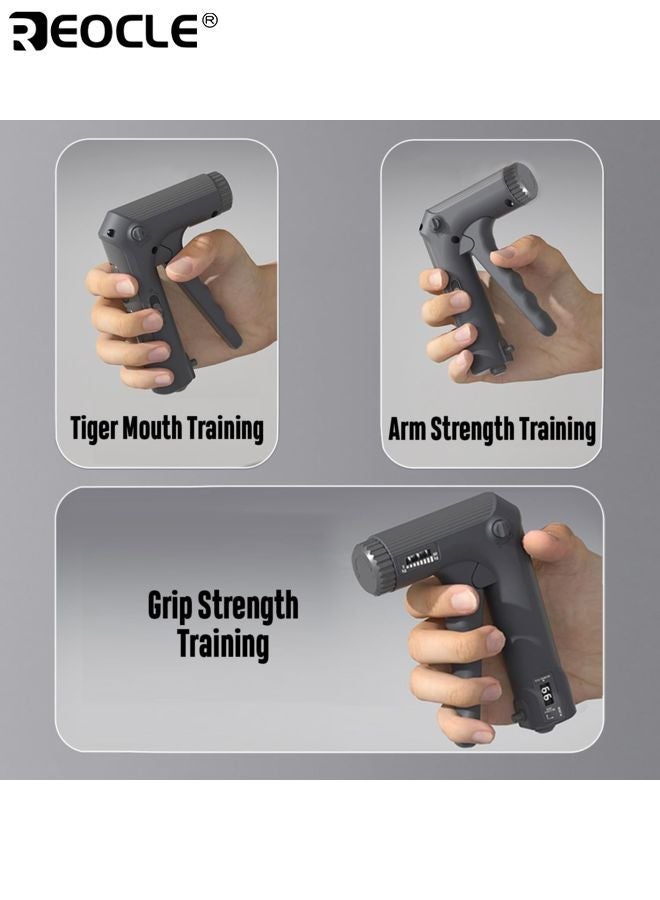 REOCLE Hand Grip Strengthener Trainer Kit with Smart Counter Adjustable Resistance Hand Gripper 11 to 132 LBS Grip Strength Trainer Finger Stretcher Hand Gripper Finger Exerciser for Athletes Men Women - Image 4