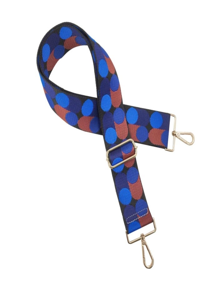 Zhiheng 1pc Polka Dot Adjustable Bag Strap Replacement 2inch Wide Jacquard Belt for Purse Shoulder Guitar Camera Luggage Bags (Royal Blue) - Image 1