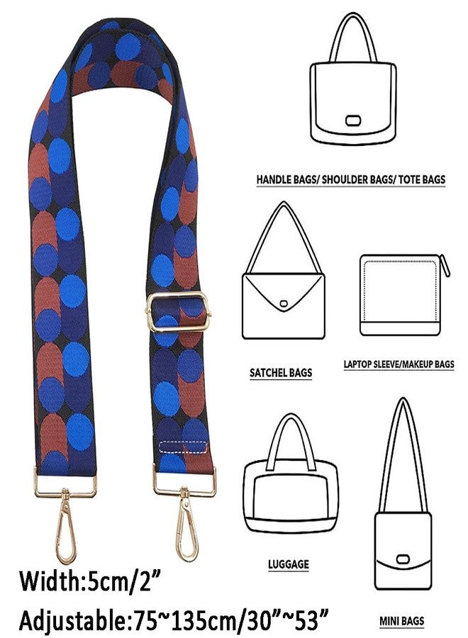 Zhiheng 1pc Polka Dot Adjustable Bag Strap Replacement 2inch Wide Jacquard Belt for Purse Shoulder Guitar Camera Luggage Bags (Royal Blue) - Image 3