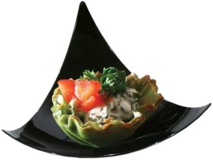 Zappy 50 Black Plastic Mini Triangle Dessert Plates 50 Shooting Star Mini Appetizer Plates Small Cocktail Party Plates Sushi pie Tasting Plates Sample Plates 50 Black Mini Triangle - Image 1