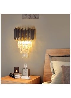 HUA QIANG WANG Modern Crystal Wall Sconce, E14 3-Tier Crystal Wall Light, Black and Gold LED Indoor Wall Lamp, Interior Lighting Decoration for Living Room, Bedroom, Dining  - Image 5