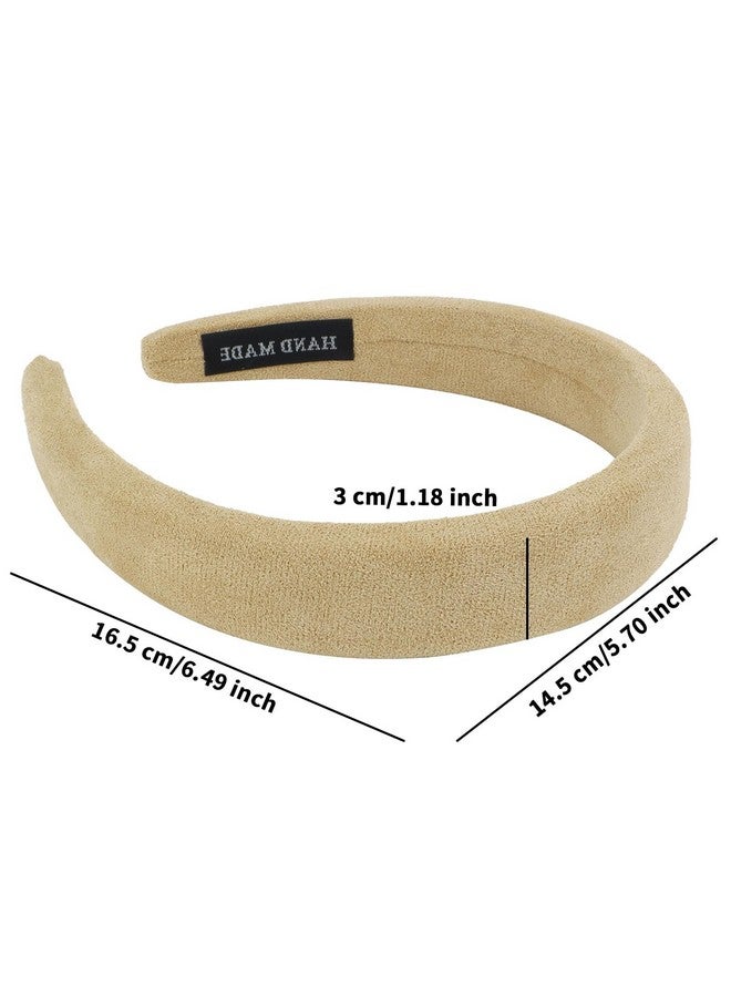 Ondder 1 Pack Khaki Padded Headbands For Women 90S Womens Headbands Soft Plain Fashion Puffy Headband For Girls Turban Wide Sponge Headband Head Bands Hair Bands Hair Accessories For Women Girls - Image 2