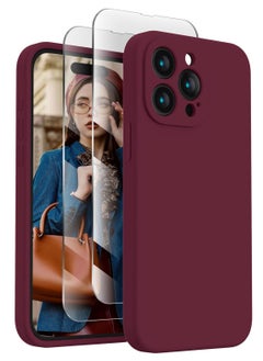 Designed for iPhone 15 Pro Max Case, Silicone Upgraded [Camera Protection] for iPhone 15 ProMax Case with [2 Screen Protectors], Anti-Scratch Microfiber Lining, 6.7 inch, Plum